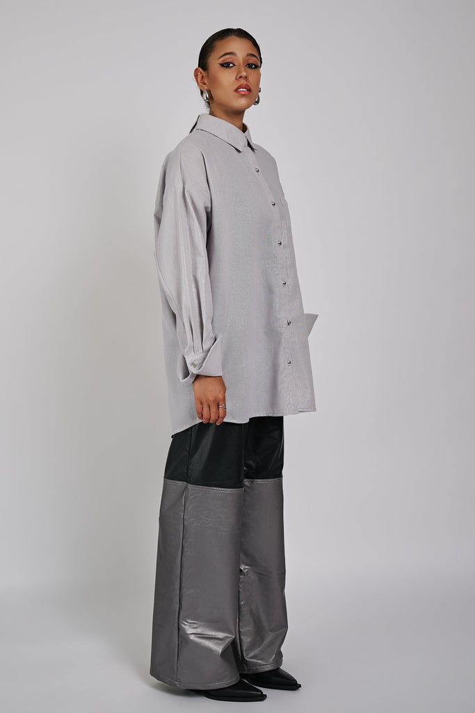 Long Oversized Shirt Grey