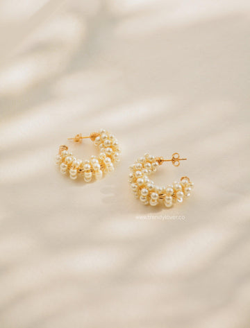 Pearl Hoops Earrings