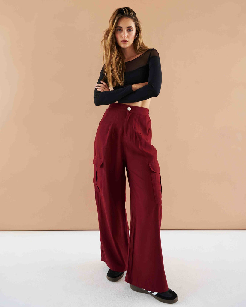 Wide Leg Pants Wine